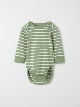 Raidallinen body kietaisumallisilla olkapäillä Polarn O. Pyret 44 lastenvaatteet green