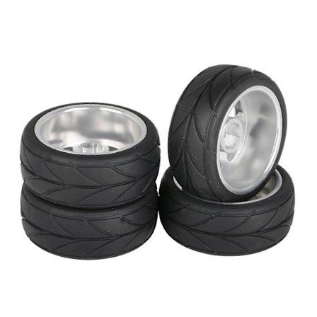 4 st Gummidäck Med 4 Hjul Fälgar För Rc1:10 På Bil