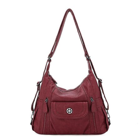 ANGEL KISS A-0118-5G PU Lær Skulderveske med Glidelås for Kvinner Justerbar Crossbody Veske