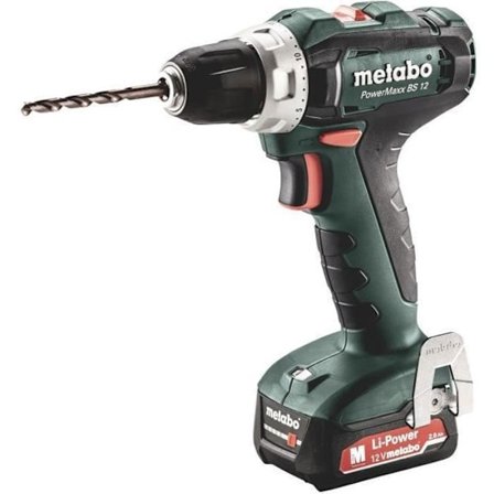 12V POWERMAXX BS 12 skruvmejselborrar + 1 2Ah batteri + laddare + kartong - METABO - 601036000
