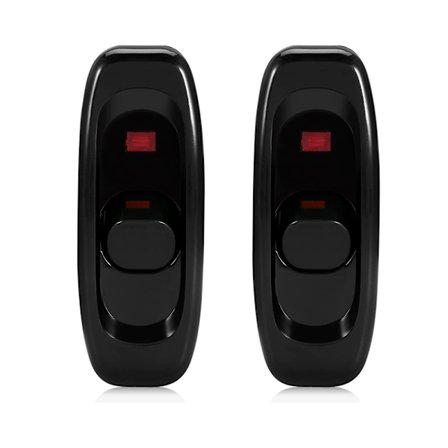 2 stk Sengelampeknapp Lysbryter med Indikatorlampe Inline-bryter for Små Apparater eller Lampe (Svart)