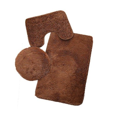 3-delt badeværelsessæt tæppemåtte toiletlågbetræk ensfarvet bademåtter FAN2434 [dB}