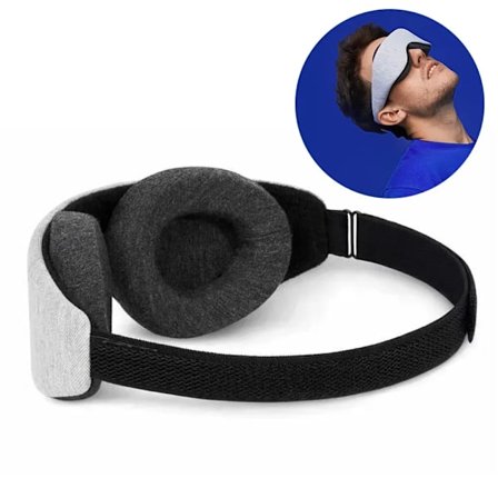 Sort 3D-søvnmaske Memory Foam Eye Shade Søvnmaske - Mørklægningsmaske - Nul Intraokulært Tryk - Justerbar Øjenmaske