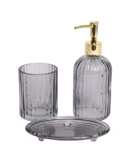 Badrumsset av glas 3-delar Grå - Linea