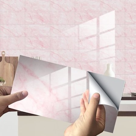 Selvklebende rektangel (rosa, 16 deler) dekorative fliser for bad