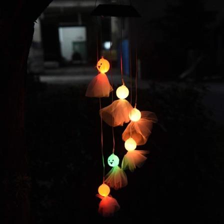 Halloween Spøkelsesdekorative Lys Solvindklokker med 6 LED Vanntette Høytidslys for Innendørs Utendørs Dekor Halloween Hage