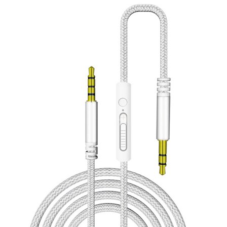 Ljudkabel 3,5 mm hane till hane Audio Aux-kabel med mikrofon för telefonhörlurar bil