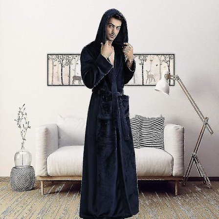 Kvinnor Män Vinter Plus Size Flanellrock Extra lång Huva Varm Morgonrock Lovers Tjock Kimono Badrock Man Morgonrock Robes