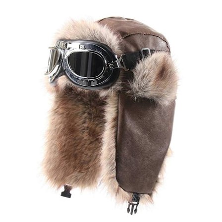 PU Læder Vinterhat med Beskyttelsesbriller Fuld Øredækning Vindtæt Design Trapper Hat Til Koldt Vejr Varme