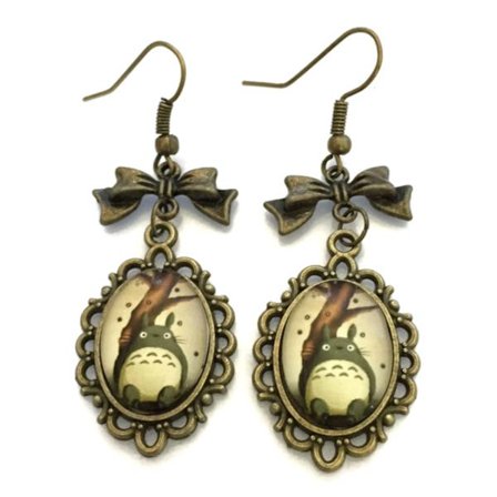 Earrings - Bow - Totoro - Bronze