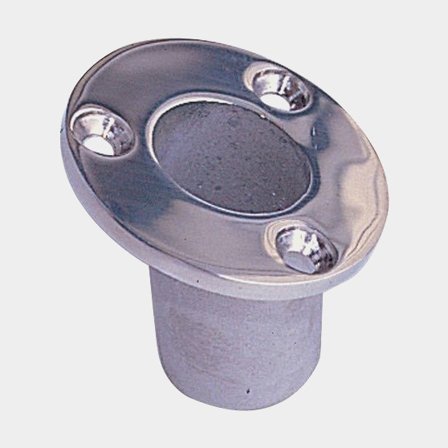 Supporto per asta di bandiera per barca, acciaio inox, incassato, per asta di bandiera Ø32 mm, con foro di drenaggio