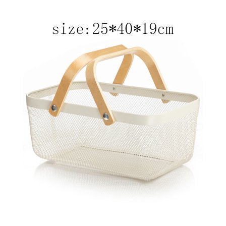 Metall rektangulär varukorg liten korg grönsaker och frukt trähandtag