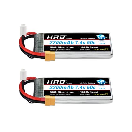 1/2pc HRB 7.4V 2200mah RC Batteri 2S Lipo Batteri 50C med XT60 stik til 1/14 1/16 RC Bil RC lastbil Tanke 88*34*18mm RC DIY