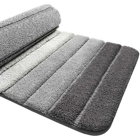 Halkfri Badrumsmatta, Extra Mjuk Badrumsmatta, Maskintvättbar, Vattenabsorberande, 40 x 60 cm, Grå