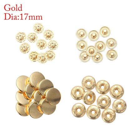 10 sæt (40 stk) trykknapper Fastgørelseselementer Tryk knap GOLD DIA-17MM