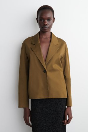 COS Women's Single-Button Cotton Blazer in Beige