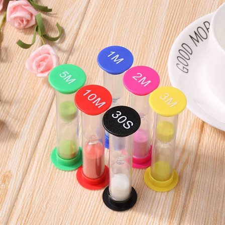 Set med 6 sandtimmar - 30 sek, 1 min, 2 min, 3 min, 5 min, 10 min