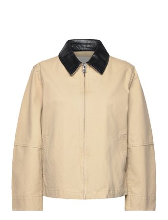 Mango Cotton Jacket With Contrasting Collar - Beige - M