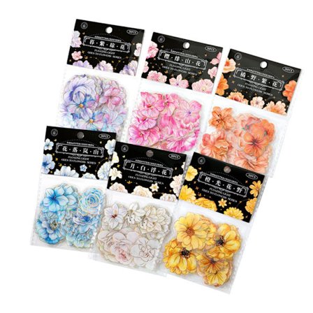 180 STK klistremerker Blomster klistremerker Gjennomsiktige klistremerker