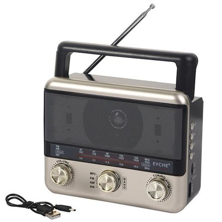 Multifunktionell solradio retro radio bärbar AM FM-radio med Bluetooth-högtalare, uppladdningsbar solradio, TF-kort USB-diskspelare, stor tuning