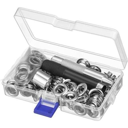 Grommet- og øyeboltsett, 12 mm øyeboltsett med metallverktøy, 100 sett øyeboltsett, øyebolter for presenninger, for sy canvas presenning