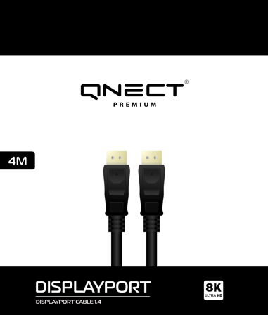 QNECT DisplayPort 1.4 male - male, 4m