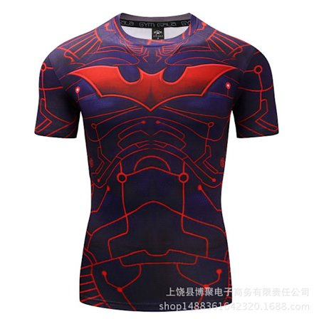 Digital Print Superman Kortærmet Captain America Sports Tætsiddende Tøj Hurtigtørrende Fitness Stretch T-shirt