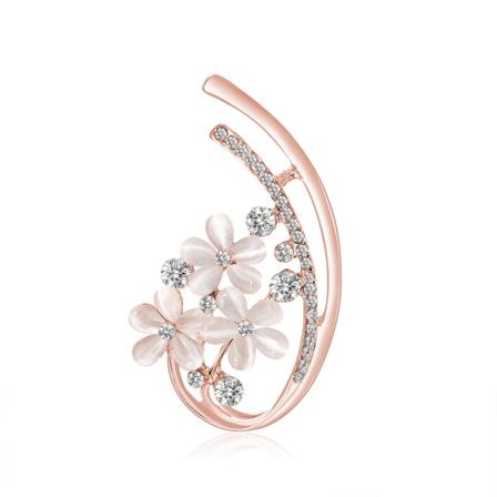 En bit roséguld Full Rhinestone Five Flower Opal Broscher f