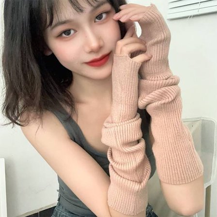 Strikkede handsker Lange fingerløse handsker KHAKI