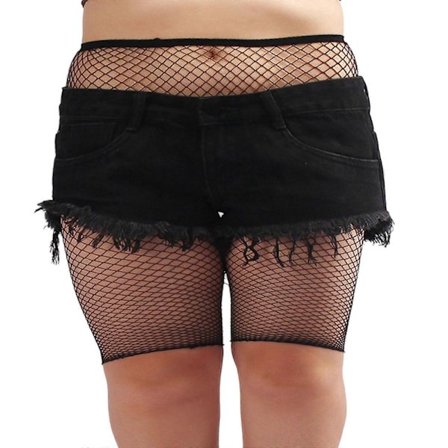 Dam Stora Storlekar Fisknät Svarta Biker Shorts Hög Midja Mesh Nät Underkläder Korta Tights Leggings Genomskinliga Cover Up