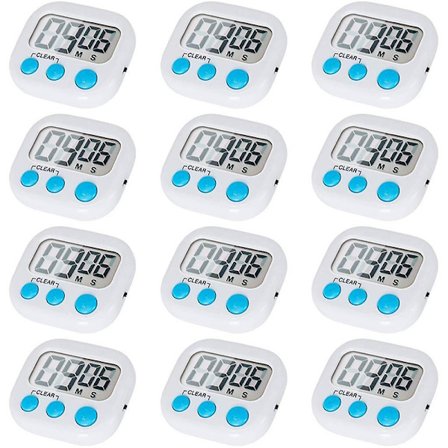 12-pack digital kökstimer med PÅ/AV-knapp, högt alarm {DB}