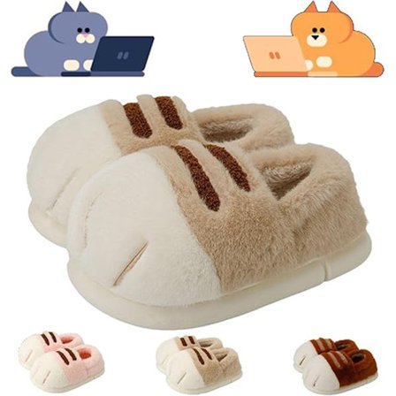 Naisten kissatossut, 3D-kissantassu-sarjakuvatossut, khaki