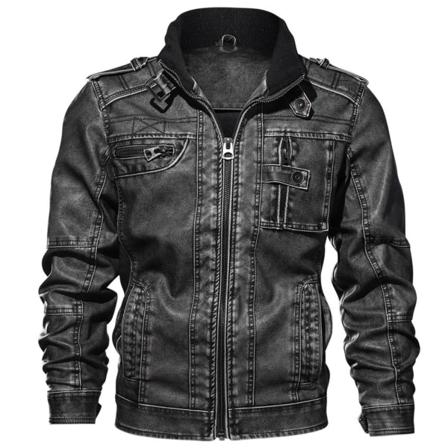Vintage Stylister Rodeo PU läderjacka PU läderrock Höst Slim Fit Faux for Man dark blue 5xl