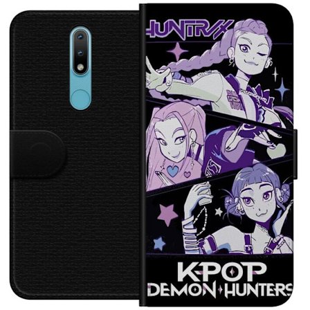 Kompatibelt Lommeboketui til Nokia Nokia 2.4 Kpop Demon Hunters Huntrix Trio Jenter Lilla stjerner Retro Idol Kunstart