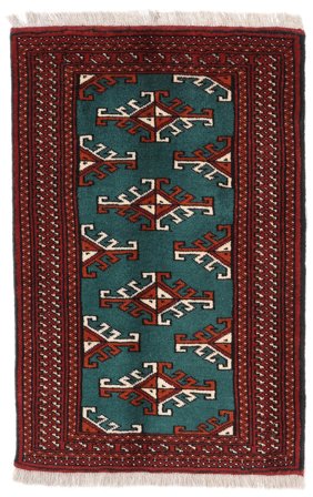 Tapis Turkaman 61X93 Noir/Rouge Foncé (Laine, Perse)
