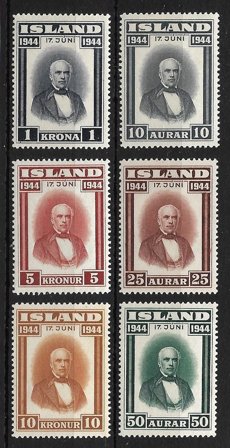 Island 1944 - AFA 232 - 237 - Postfrisk