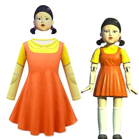 Squid Game Kostume Julefest Fancy Dress Up Mask Pige Outfit vY