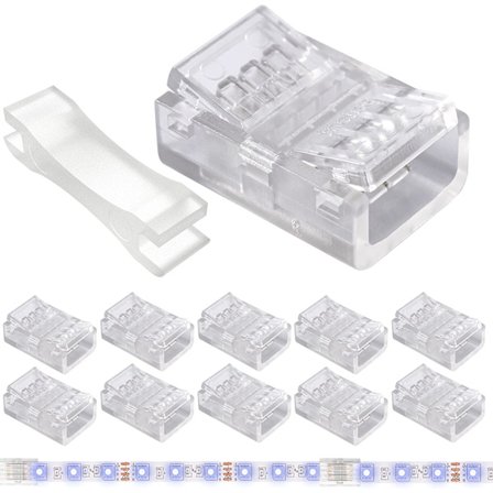 4-stifts LED-ljusremsanslutningar 10-pack 10 mm lödfria gaplösa