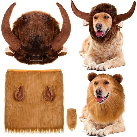 2 stk. Hunde Løve Manke Tyr Hat Hunde Kostume Med Hale Sjov Kæledyr Hat Hunde Tøj Tilbehør Cosplay Kostume Til Store Hunde Mellem Hunde