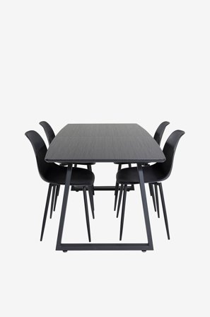 Venture Home - Ruokailuryhmä Irene ja ruokapöydän tuolit Penally, 4 kpl - Musta - Ruokailuryhmät - - Homeroom