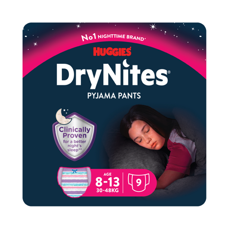 DryNites Bleie jente 8-13 år, 9 stk.