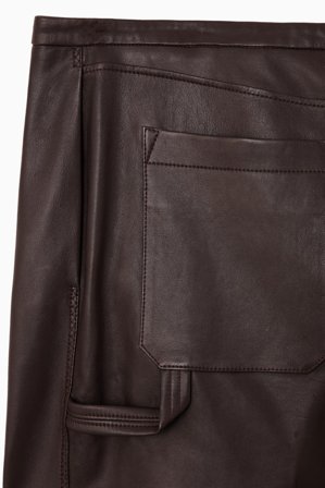 COS Women's Broderie Anglaise Leather Utility Trousers in Brown