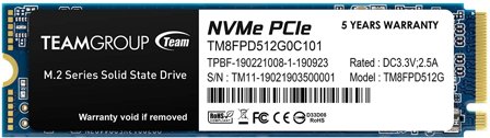 Team Group MP33 PRO 512GB SSD PCIe 3.0 NVMe M.2 2280