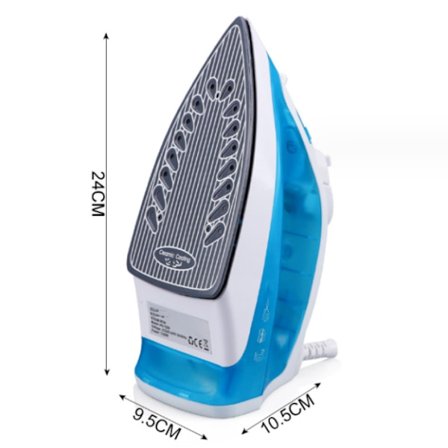 Torr, spray och vertikal strykning i blått, handhållen ånga