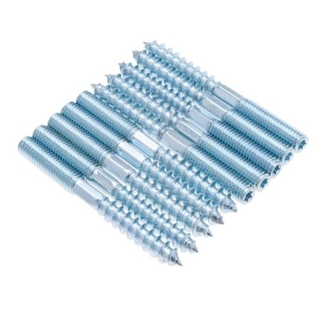 M8x100mm Torx Hengebolter, Dobbel Ende Dybel Skrue, Veggfeste, Sinkbelagt Hodeløs Feste med Sekskantdel og T25 Torx, Metrisk Bolt og Treskruer