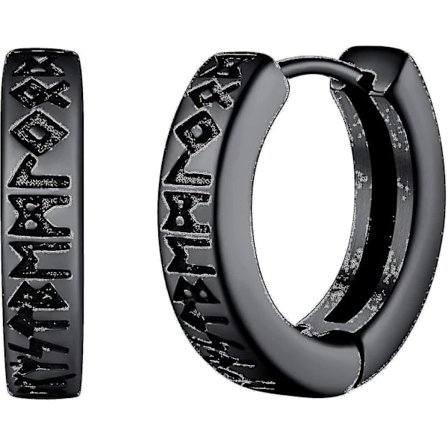 Norse Viking Runes Hoop Earrings För Män Kvinnor 12mm Huggie Hoops Med Delikat Presentförpackning