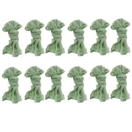 Osteklæde Servietter Rynkede Middagsservietter Bordsservietter Dekorative Stofservietter (Grøn, 12)