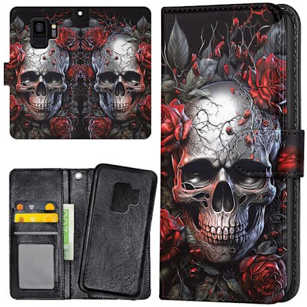Samsung Galaxy S9 - Plånboksfodral/Skal Skull Roses