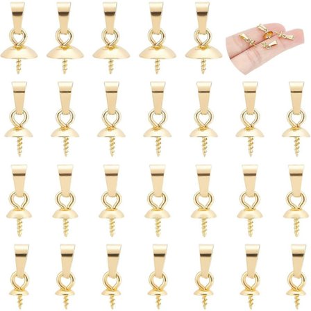 40 stk. 4 Størrelser Gyldne Kop Stift Bail 304 Rustfrit Stål Klemme Bail til Halvt Borede Perler Skrueøje Stift Bail til DIY Smykkefremstilling
