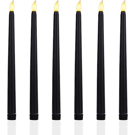 LED Lys Stearinlys Sort, Flammeløse Lys, Batteridrevne Lys, LED Lange Lys til Bord Jul Fødselsdagsfest Bryllup